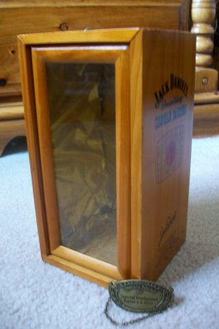 Vintage Jack Daniels Single Barrel Wooden Display Box.  Rare.  With Brass Sign