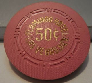 Rare - Vintage - Flamingo Hotel - 50¢ Casino Chip - Las Vegas Nevada