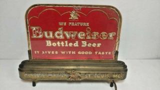 1940s Raymond M Price Reverse Painted Budweiser Bottled Beer Sign -