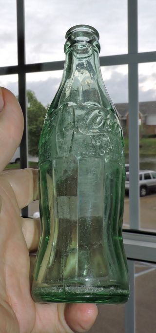 2737 Vintage 1940s Green Glass COCA COLA Hobbleskirt Pat D Columbus GA 3