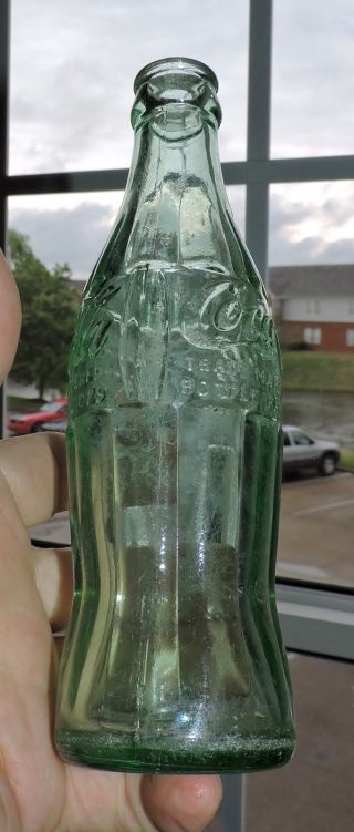 2737 Vintage 1940s Green Glass COCA COLA Hobbleskirt Pat D Columbus GA 5