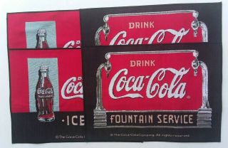 Set Of Four Coca Cola Cloth,  Tapestry Style Placemats,  Collectible 18 " X13 "