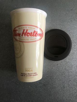 Tim Hortons Ceramic Travel Tumbler Mug Cup With Silicon Lid