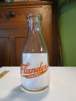 A.  W.  Flanders & Sons Dairy Pyro. ,  Qt. ,  Milk Bottle,  Concord N.  H. ,  Hampshire
