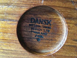 Dansk Teak Wood Ice Bucket Round with Lid and Ice Tongs Barware MCM Vintage 8