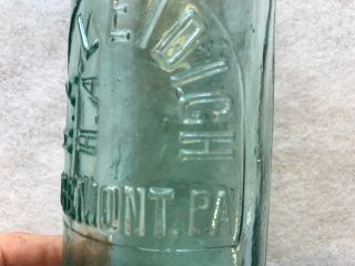 A Vintage Blob Top Aqua Embossed Bottle H.  A.  Leidich Tremont,  Pa. 4