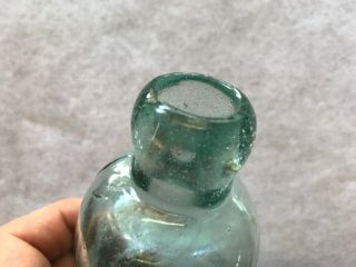 A Vintage Blob Top Aqua Embossed Bottle H.  A.  Leidich Tremont,  Pa. 5