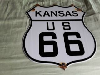 Vintage " Kansas " Route 66 Porcelain Sign.