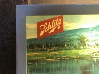 Rare 1958 Schlitz Beer Farm Lake Scene,  Lighted Beer Sign 4
