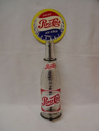Drink Pepsi - Cola Ice Cold Metal Advertising Soda Bottle Holder Display Sign