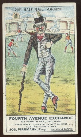 1880s Baseball Theme Tc,  Fourth Avenue Exhcange,  Ny,  Boarding Liquor,  Beer Adv.