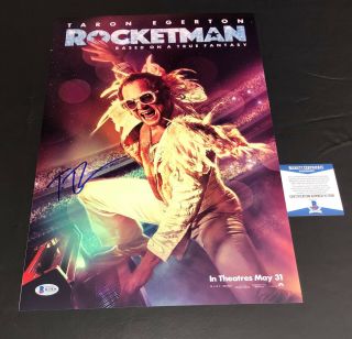 Taron Egerton Signed Rocketman 12x18 Poster Autograph Elton John Beckett 6