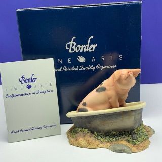 Pig Figurine Scotland Border Fine Arts Sculpture Box Piglet Hog Wash Bath Tub Uk