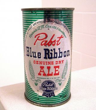 Sharp 1950s Pabst Dry Ale Indoor Flat Top Beer Can From Milwaukee,  Wi