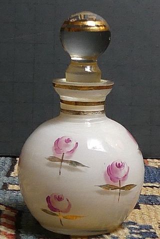 Vintage Handmade/painted Glass Boudoir Perfume Bottle Czechoslovakia?