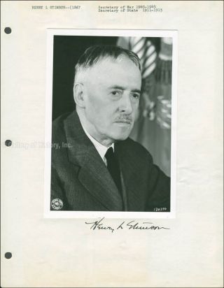 Henry L.  Stimson - Photograph Mount Signed