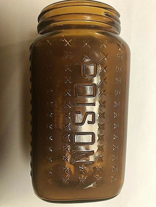 Amber “FRUIT JAR”Poison Bottle,  Rare 2