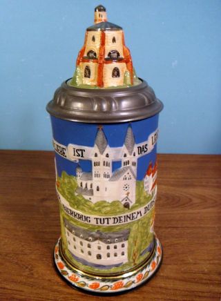 V&b Mettlach 1976 Limited Edition Stein,  Castle Lid Inlay,  7/10l