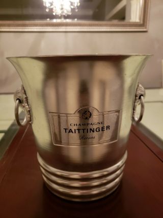 Vintage Taittinger Reims Champagne Ice Bucket Aluminum Made in France 3