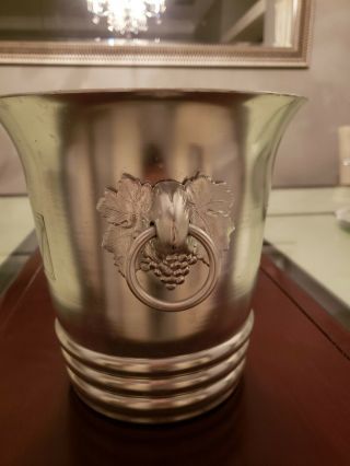 Vintage Taittinger Reims Champagne Ice Bucket Aluminum Made in France 4