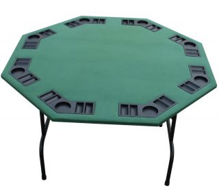 52 " Octagon Green Felt Poker Table,  Folding Steel Legs 4 Texas Holdem Card Games