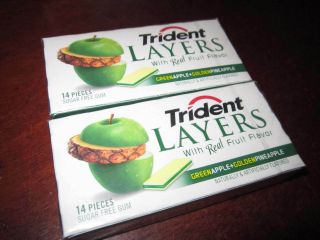 Trident Layers Gum,  Green Apple,  Golden Pineapple; (2 Collectors Packs)