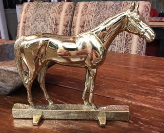 Antique Brass Horse Doorstop 1949 Thoroughbred Horse 10”x10” 5lbs