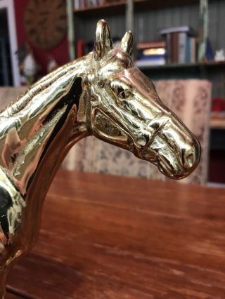 Antique Brass Horse Doorstop 1949 Thoroughbred Horse 10”X10” 5lbs 2