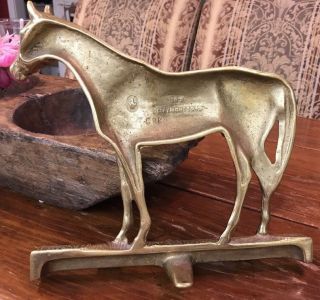 Antique Brass Horse Doorstop 1949 Thoroughbred Horse 10”X10” 5lbs 3