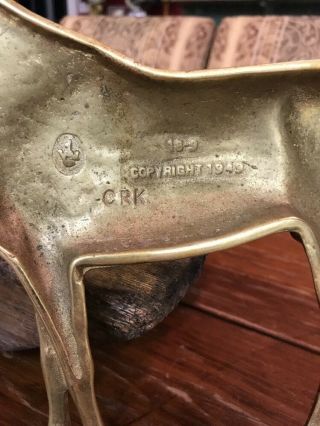 Antique Brass Horse Doorstop 1949 Thoroughbred Horse 10”X10” 5lbs 6