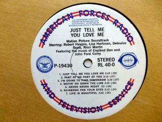 Melissa Manchester / Just Tell Me You Love Me American Forces Radio Lp Pop 935