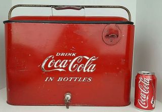 Vintage Coca Cola Coke Progress Metal Ice Chest Cooler Soda Pop Advertisement 2
