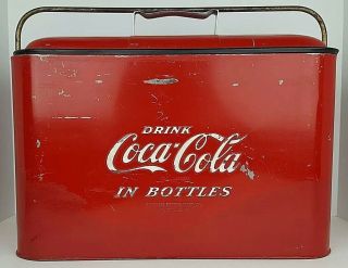 Vintage Coca Cola Coke Progress Metal Ice Chest Cooler Soda Pop Advertisement 5