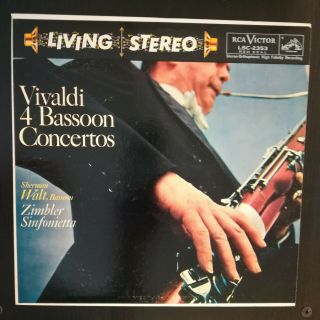 Sherman Walt Vivaldi Bassoon Concertos Lp Rca Victor Lsc - 2353 1959 Ex Sd