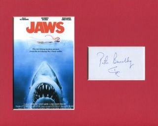 Peter Benchley Jaws Author Rare Signed Autograph Photo Display With Shark Sketch