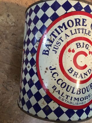 Baltimore Big C Brand Gallon Tin Oyster Can JC Coulbourn MD47 Oyster Tin Can 2