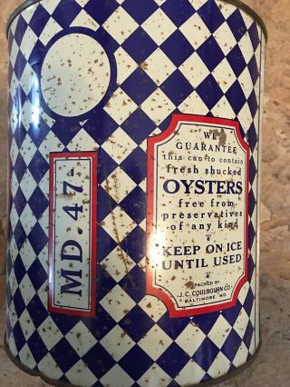Baltimore Big C Brand Gallon Tin Oyster Can JC Coulbourn MD47 Oyster Tin Can 4