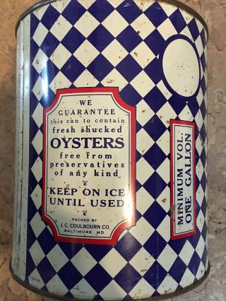 Baltimore Big C Brand Gallon Tin Oyster Can JC Coulbourn MD47 Oyster Tin Can 5