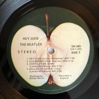 The Beatles - Hey Jude - 1970 US Apple 1st Press SW - 385 (EX) Ultrasonic 5
