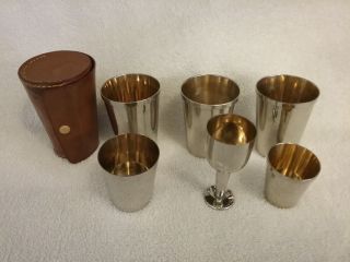 Vintage German Silver Plated Cocktail Set With Leather Case