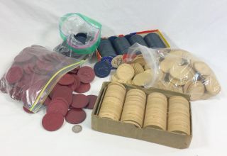500 Red White Blue Clay Poker Chips - Gently - Great Vintage Chips