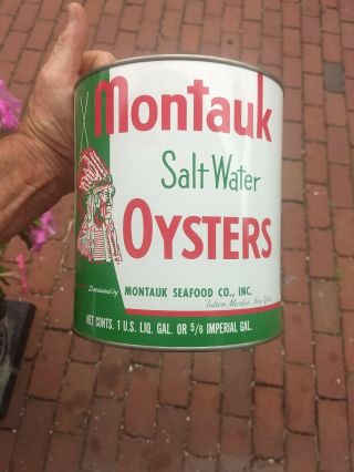 Montauk Brand Gallon Seafood Oyster Tin Can Felton Market York