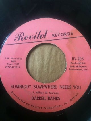 Northern Soul 45/ Darrell Banks " Somebody (somewhere) Needs You " Hear