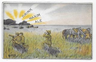 " Maxim Ale " Advert,  Vaux Brewery,  Different South African War Scene,  Uncommon.