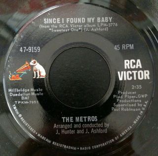 The Metros Since I Found My Baby / No Baby 1967 Usa Rare Northern Soul 45