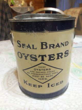 Vintage Collectable Seal Brand 1/2 Gal.  Oyster Brand Bucket