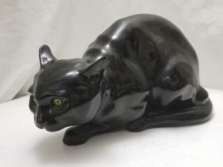 Rare 1920s Weiner Werkstatte Ceramic Kitty Cat Night Light Glass Eyes 16 " Long