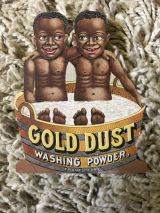 Vintage Gold Dust Fairy Twins Soap Die Cut Trade Card Black Americana