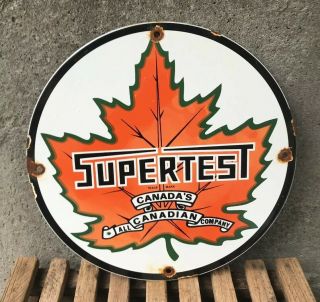 Vintage Supertest Gasoline Porcelain Motor Service Station Pump Plate Sign