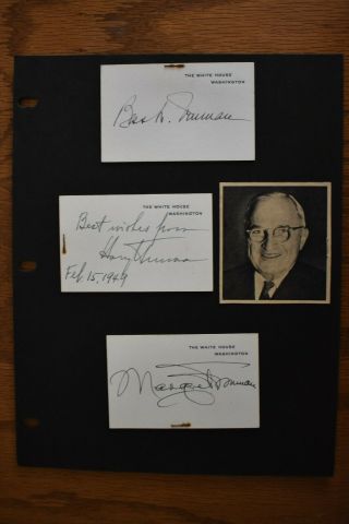 Harry Bess Margaret Truman Signed White House Cards Autograph